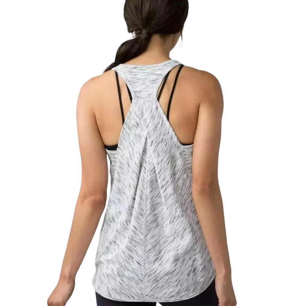 Lululemon Essential Pleated Racerback Tank Tiger Space Dye Black White Grey 6